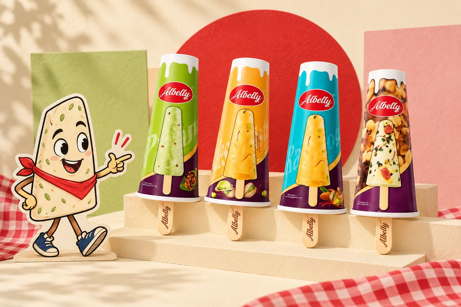 Albu presents Paan, Kesar Pista, Raj Bhog and Albelly Special kulfi sleeves